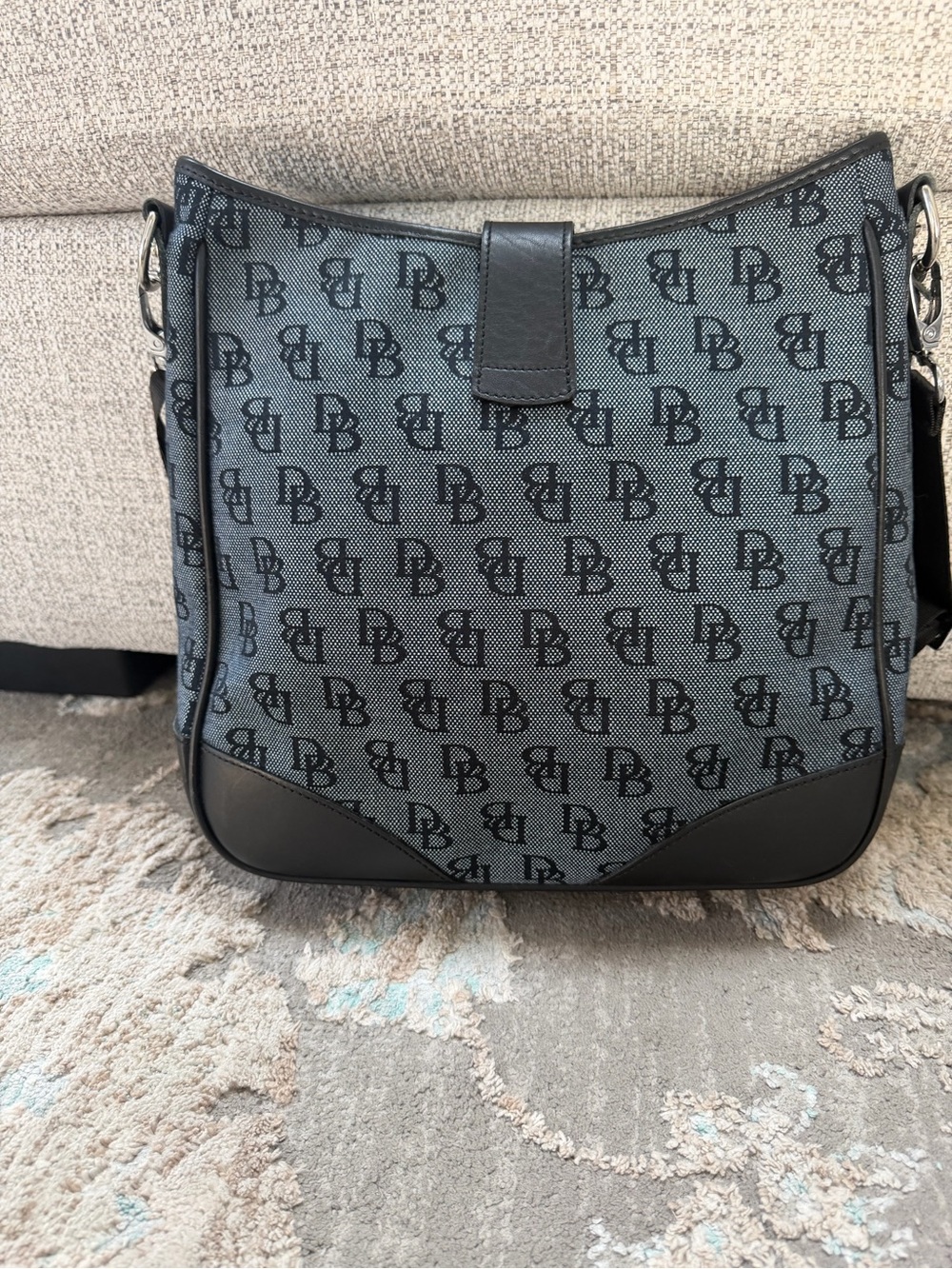 Dooney & Bourke Blue and Black Logo Messenger Bag - Picture 3 of 8
